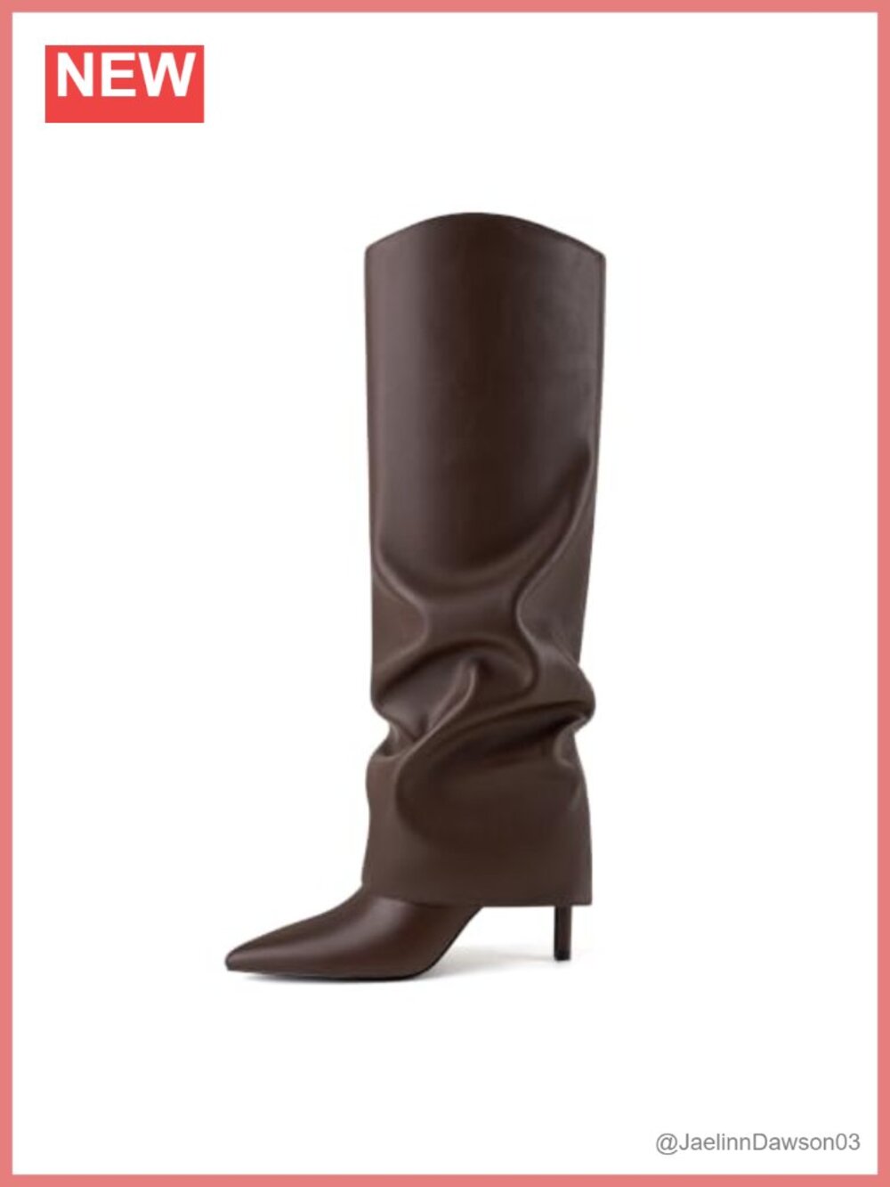 Women's Fold Over Knee High Boots Pointed Toe Stiletto Heel Faux Leather